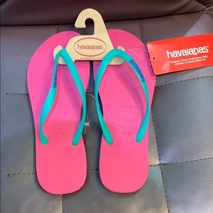 Pink/teal slim Havaianas
